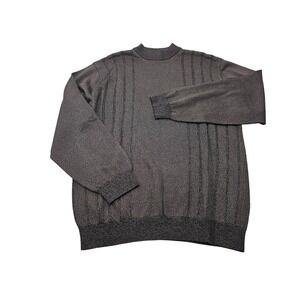 Pronto Uomo Men Mock Neck Textured‎ Knit Sweater M Rayon Cotton Dark Gray Brown